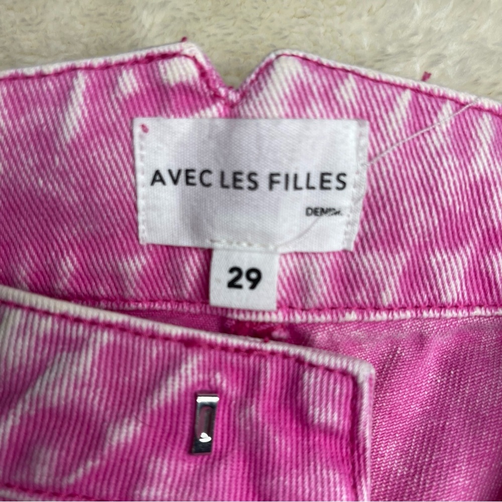 Avec Les Filles High Rise Pleated Trouser Wide Leg 90s Pink NWT Sz 29 Barbiecore - Picture 3 of 13